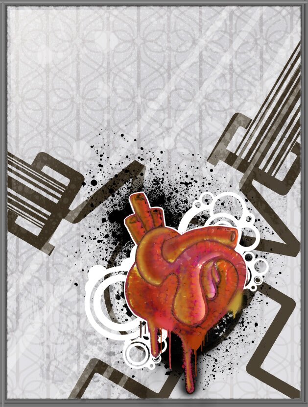  design are the underlying Love poster design and the graffiti heart
